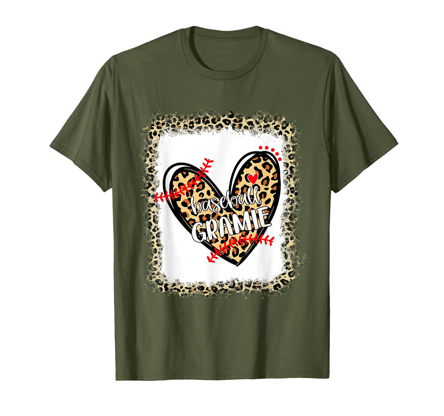 Bleached Leopard Heart Baseball Gramie T-Shirt - Minimalist Print Unisex - T-Shirt, Sweatshirt, Hoodie