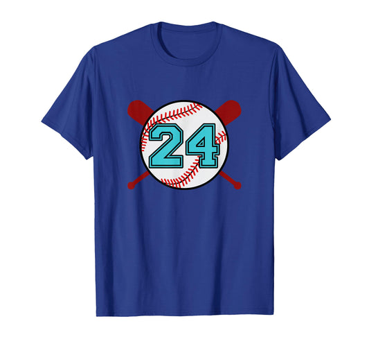 Baseball Jersey Number 24 Twenty Four T-Shirt - Casual Everyday Wear Unisex - T-Shirt, Sweatshirt, Hoodie