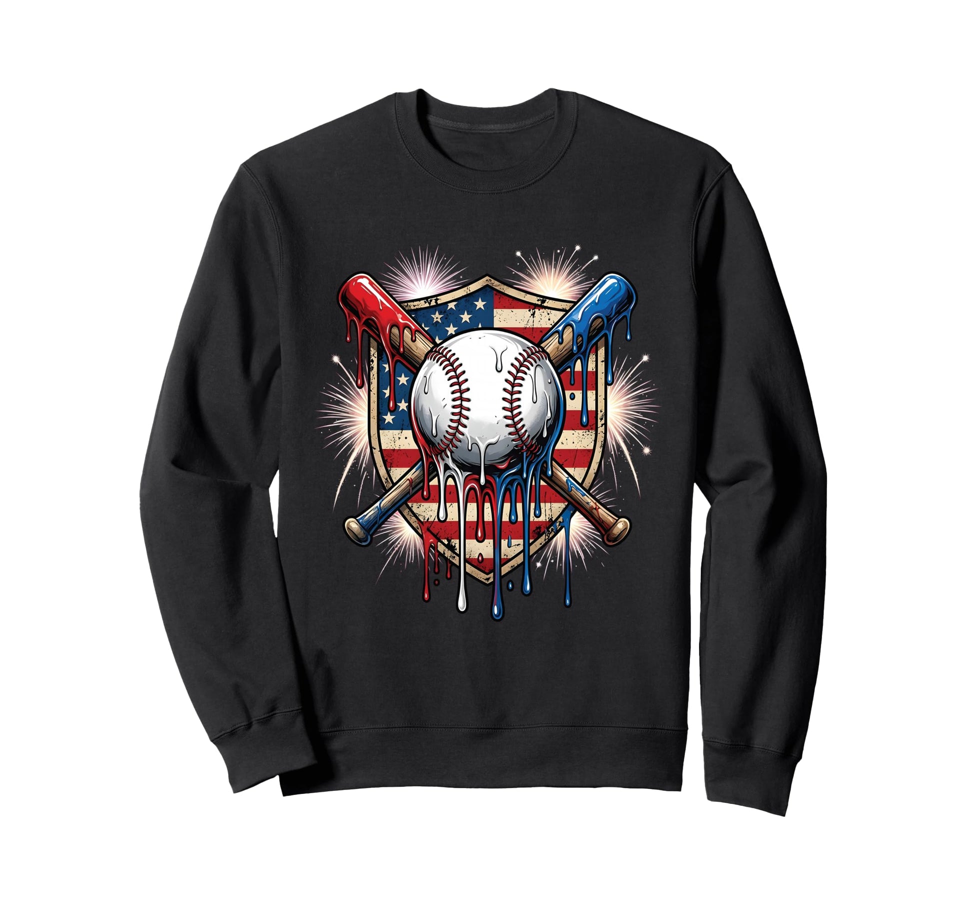 4Th July Baseball Drip Ice Cream Sweatshirt - Streetwear Style Unisex - T-Shirt, Sweatshirt, Hoodie