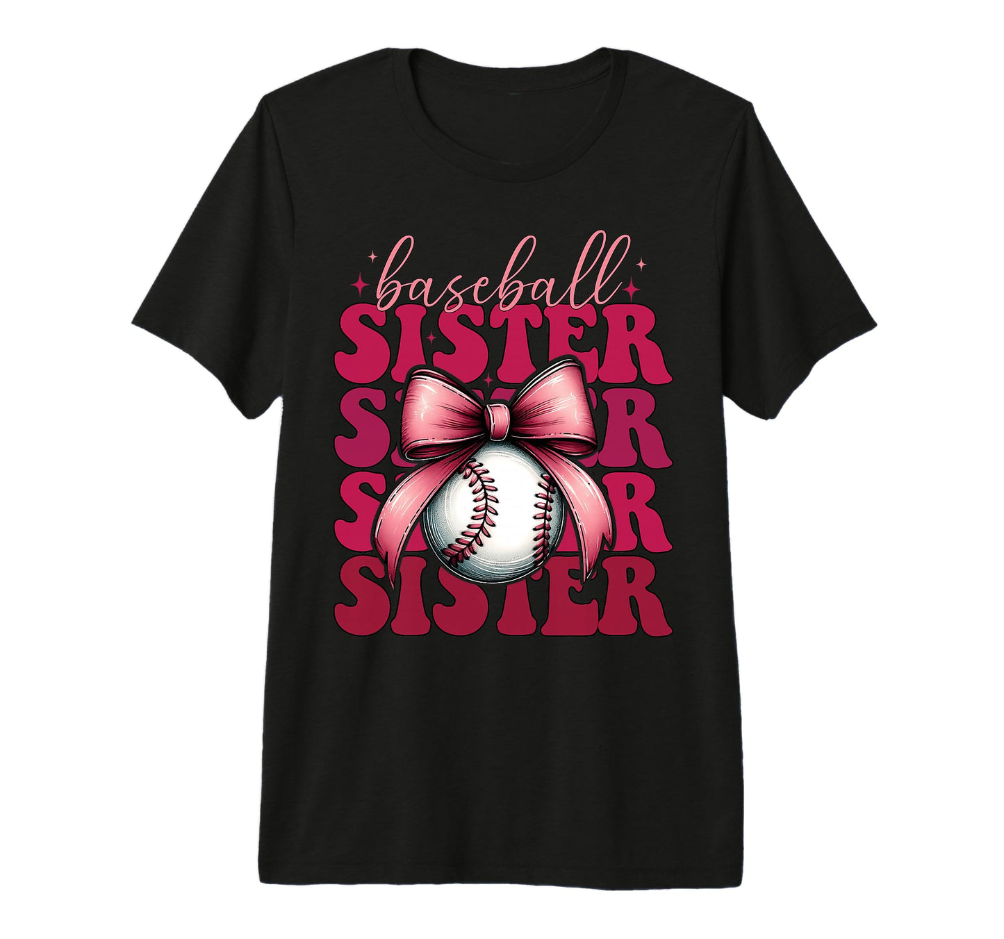 Baseball Sister Baseball Coquette Bow Tri T-Shirt - Unique Graphic Unisex - T-Shirt, Sweatshirt, Hoodie