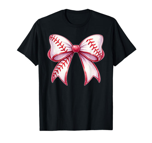 Baseball Bow Baseball Mom Mama Mothers T-Shirt - Streetwear Style Unisex - T-Shirt, Sweatshirt, Hoodie