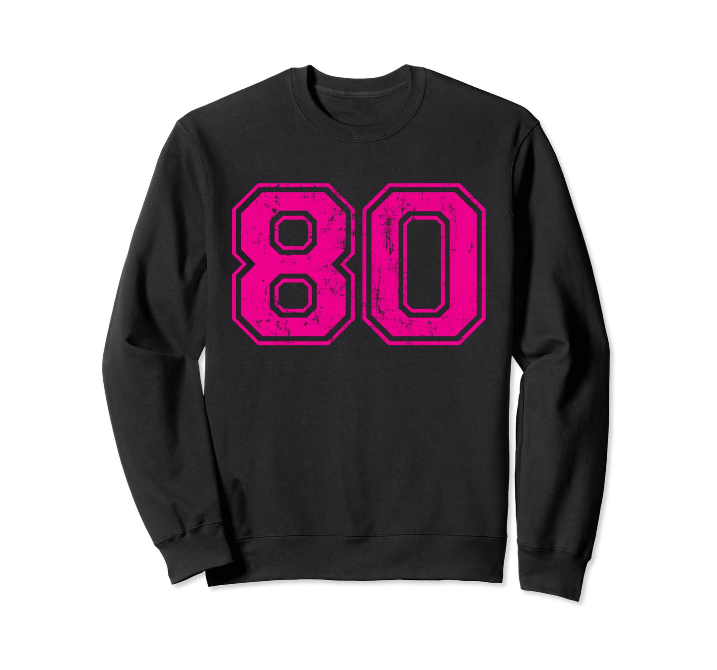 Number 80 Varsity Distressed Sweatshirt - Casual Everyday Wear Unisex - T-Shirt, Sweatshirt, Hoodie