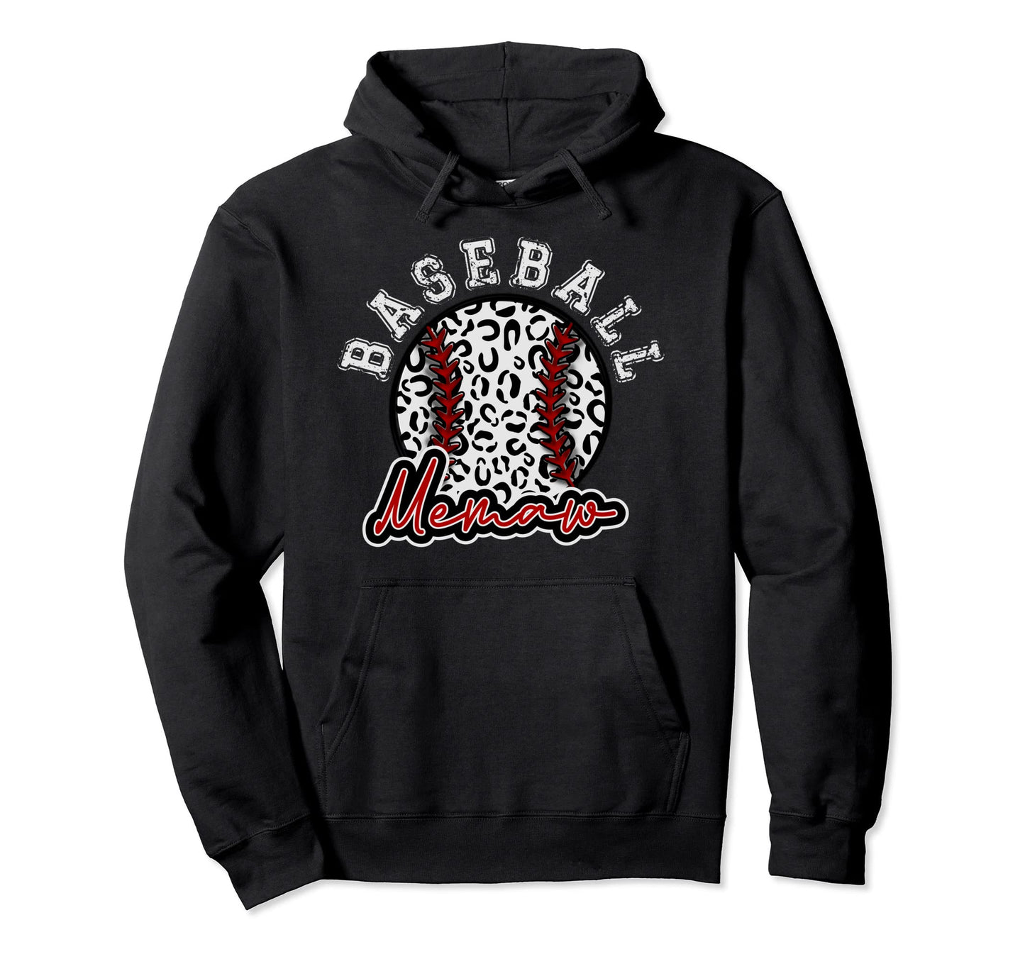 Leopard Cheetah Baseball Memaw Womens Hoodie - Streetwear Style for Adults - T-Shirt, Sweatshirt, Hoodie