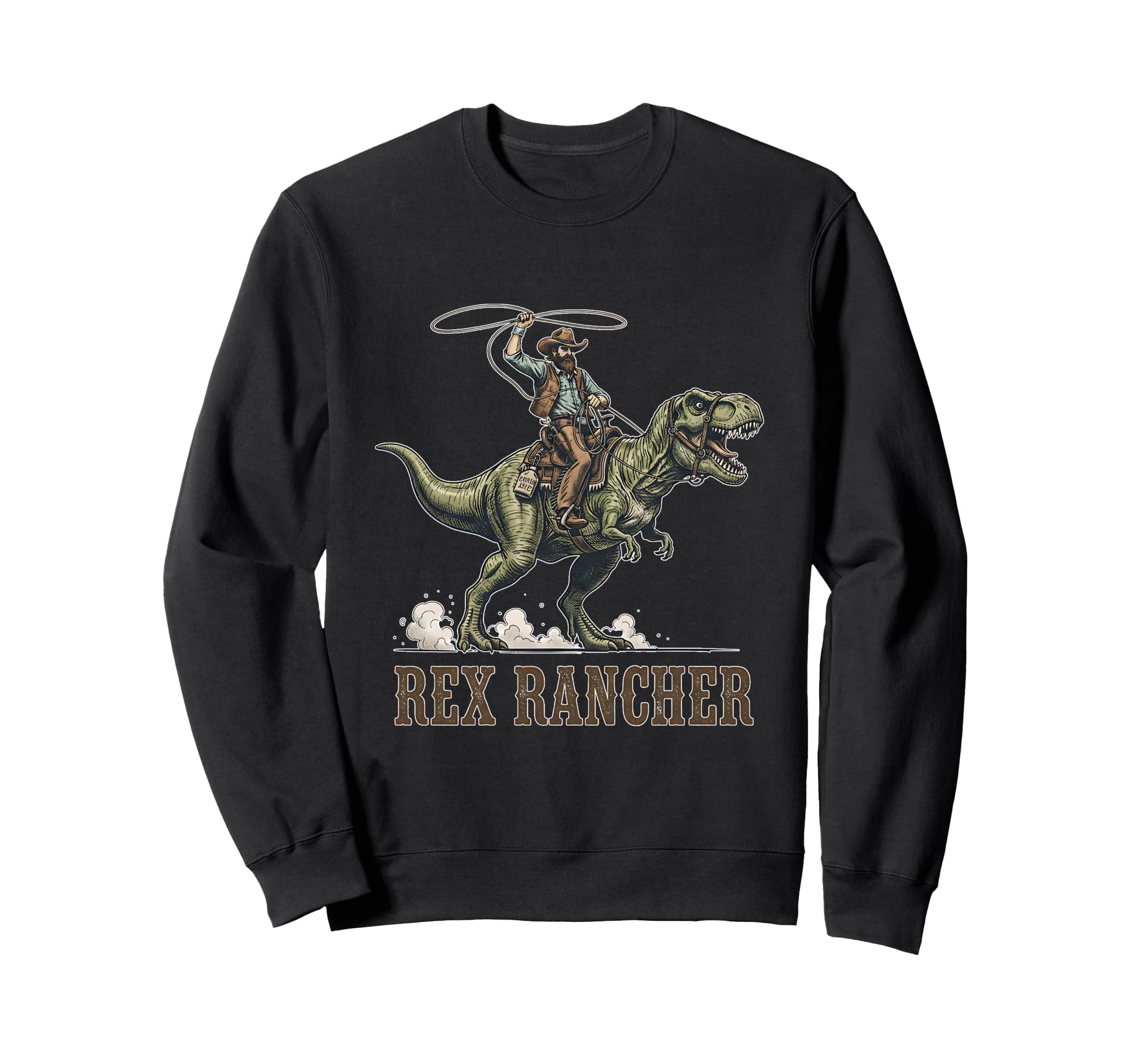 Cowboy Dinosaur Rider T Rex Rancher Sweatshirt - Novelty Apparel Men Women - T-Shirt, Sweatshirt, Hoodie