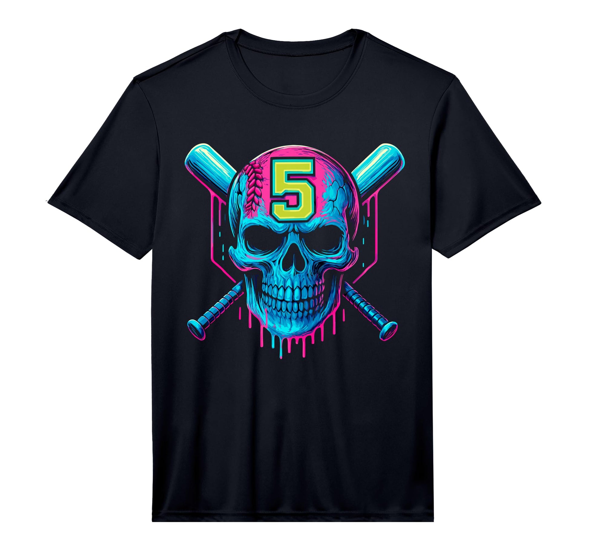 Mens Baseball Skull Drip 5Th T-Shirt - Casual Everyday Wear Men Women - T-Shirt, Sweatshirt, Hoodie