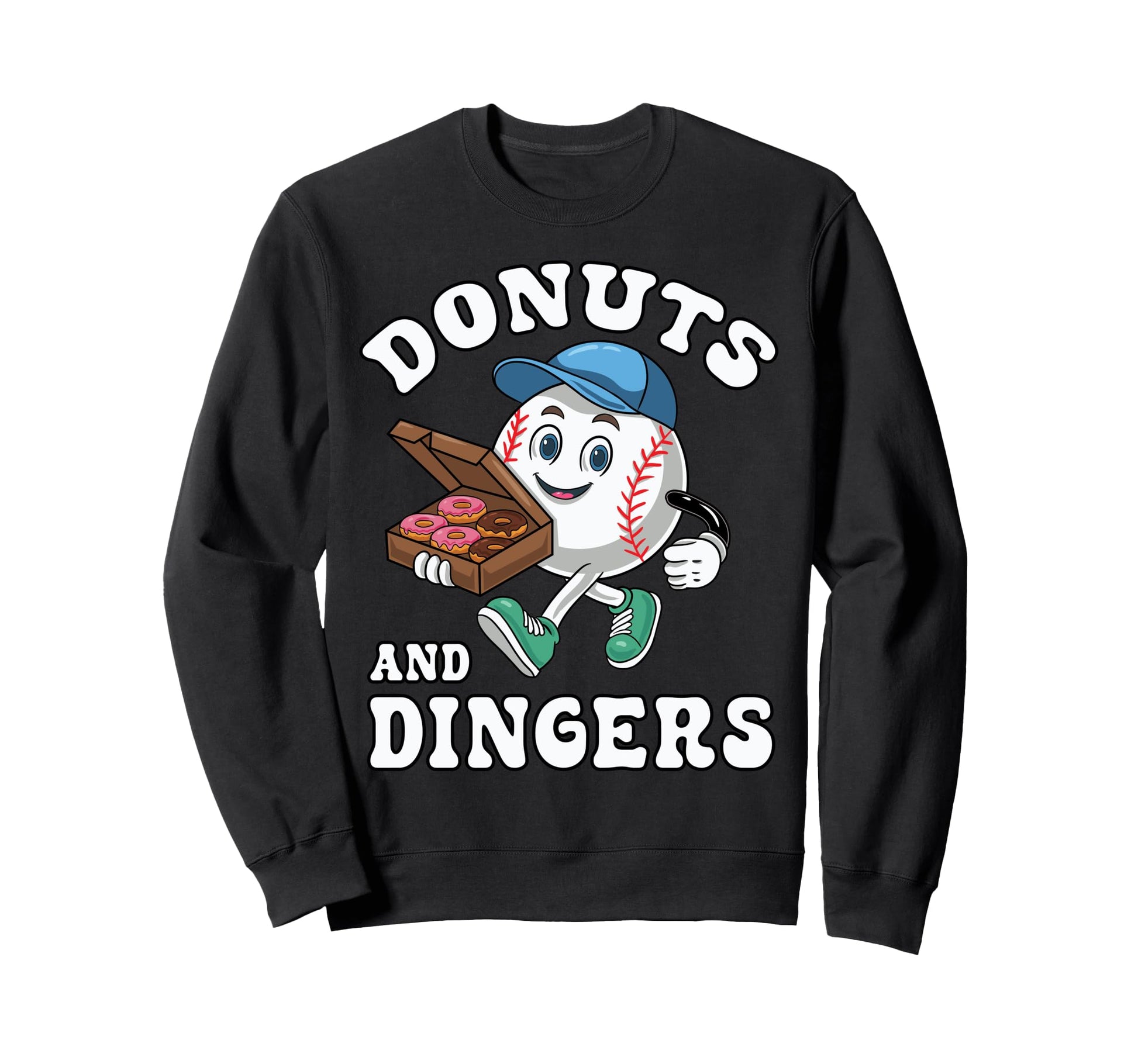 Funny Baseball Player Donuts Dingers Sweatshirt - Graphic Print for Adults - T-Shirt, Sweatshirt, Hoodie