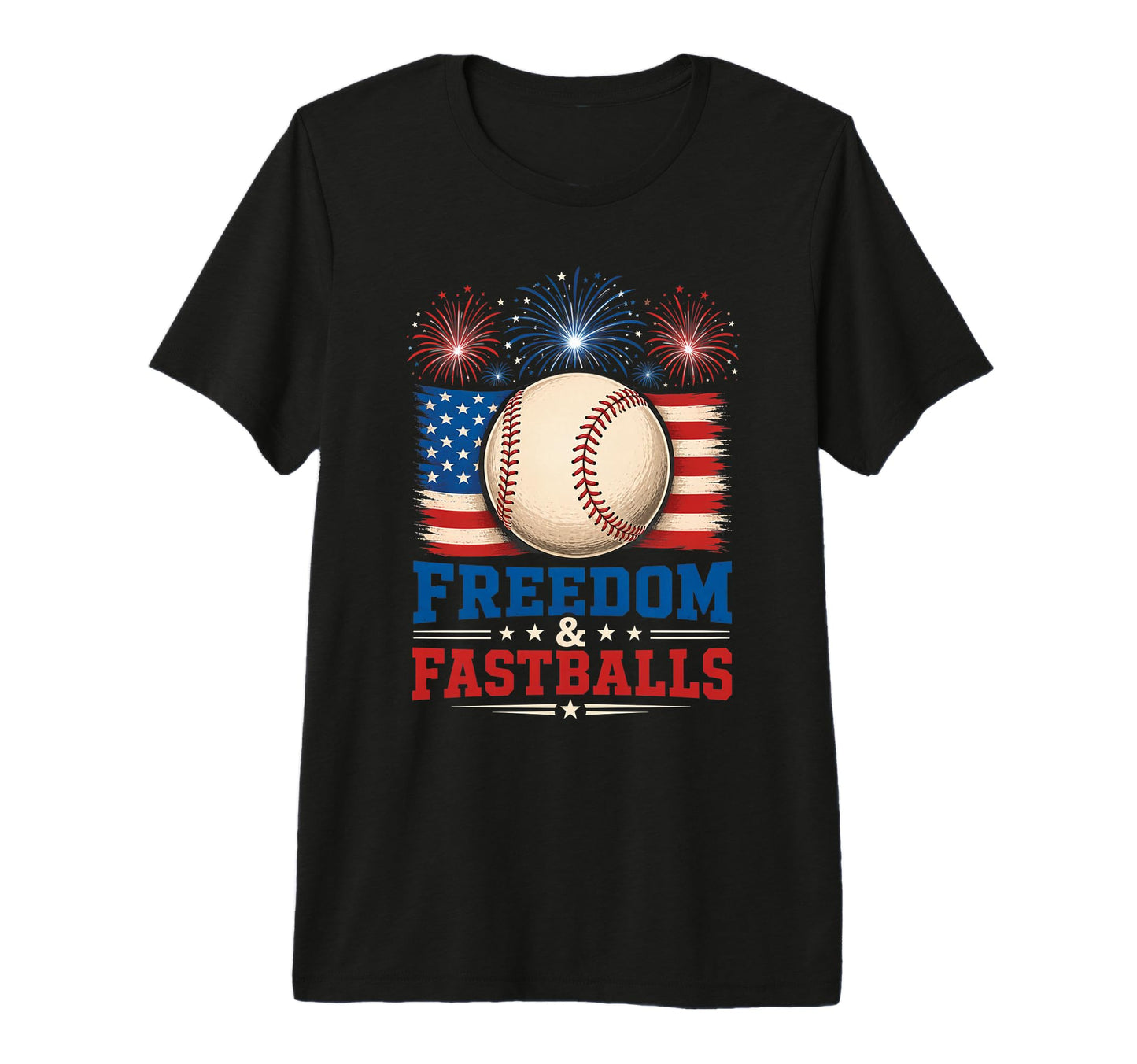 Freedom And Fastballs Patriotic T-Shirt - Graphic Print for Adults - T-Shirt, Sweatshirt, Hoodie