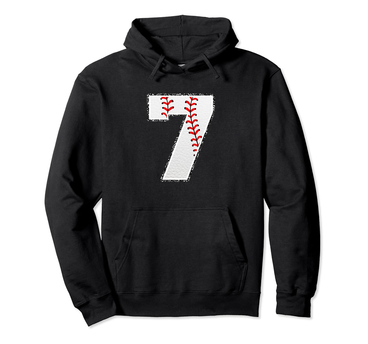 Number 7 Baseball Distressed Number Hoodie - Trendy Graphic for Adults - T-Shirt, Sweatshirt, Hoodie