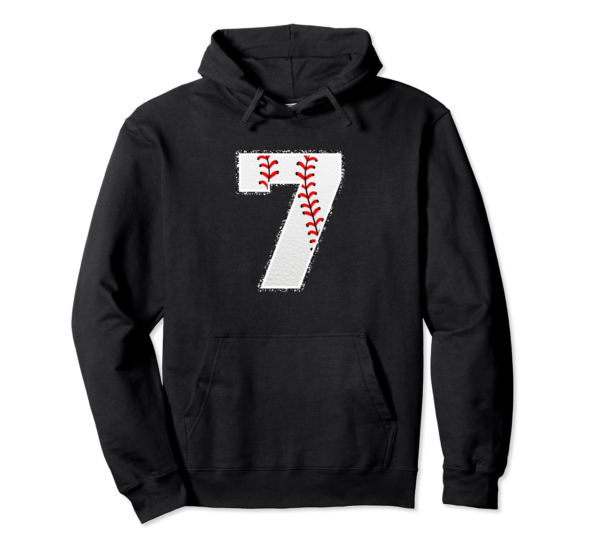 Number 7 Baseball Distressed Number Hoodie - Trendy Graphic for Adults - T-Shirt, Sweatshirt, Hoodie