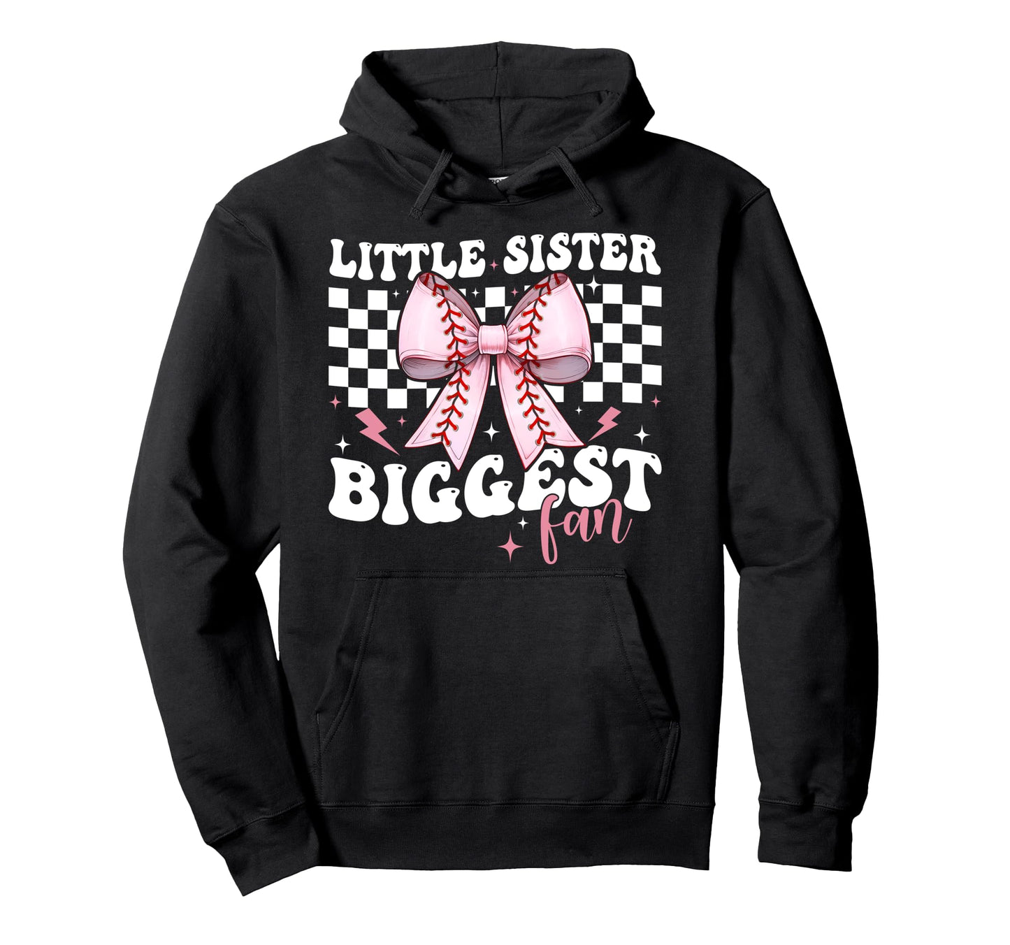 Baseball Sister Coquette Bow Little Hoodie - Graphic Print for Adults - T-Shirt, Sweatshirt, Hoodie