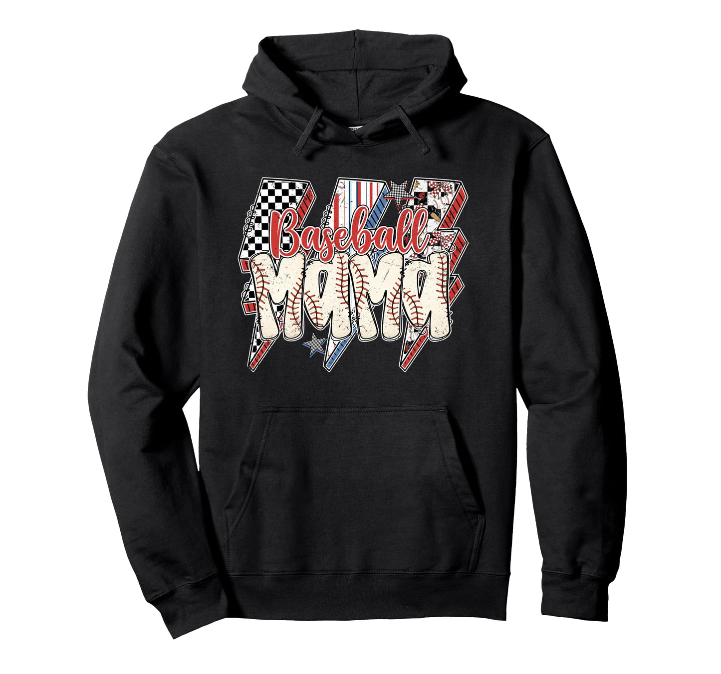 Rerto Baseball Mama Bow Mothers Hoodie - Casual Everyday Wear Men Women - T-Shirt, Sweatshirt, Hoodie