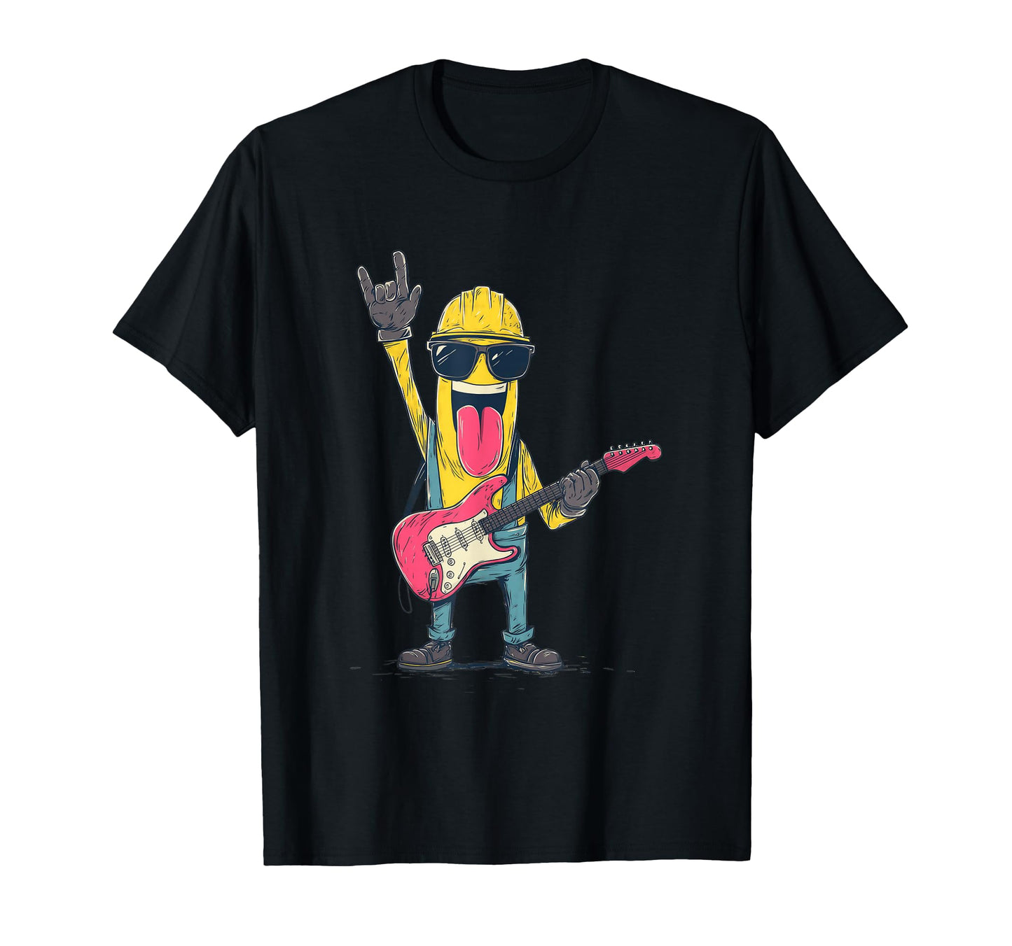 Funny Banana Cartoon Character Guitar T-Shirt - Graphic Print for Adults - T-Shirt, Sweatshirt, Hoodie