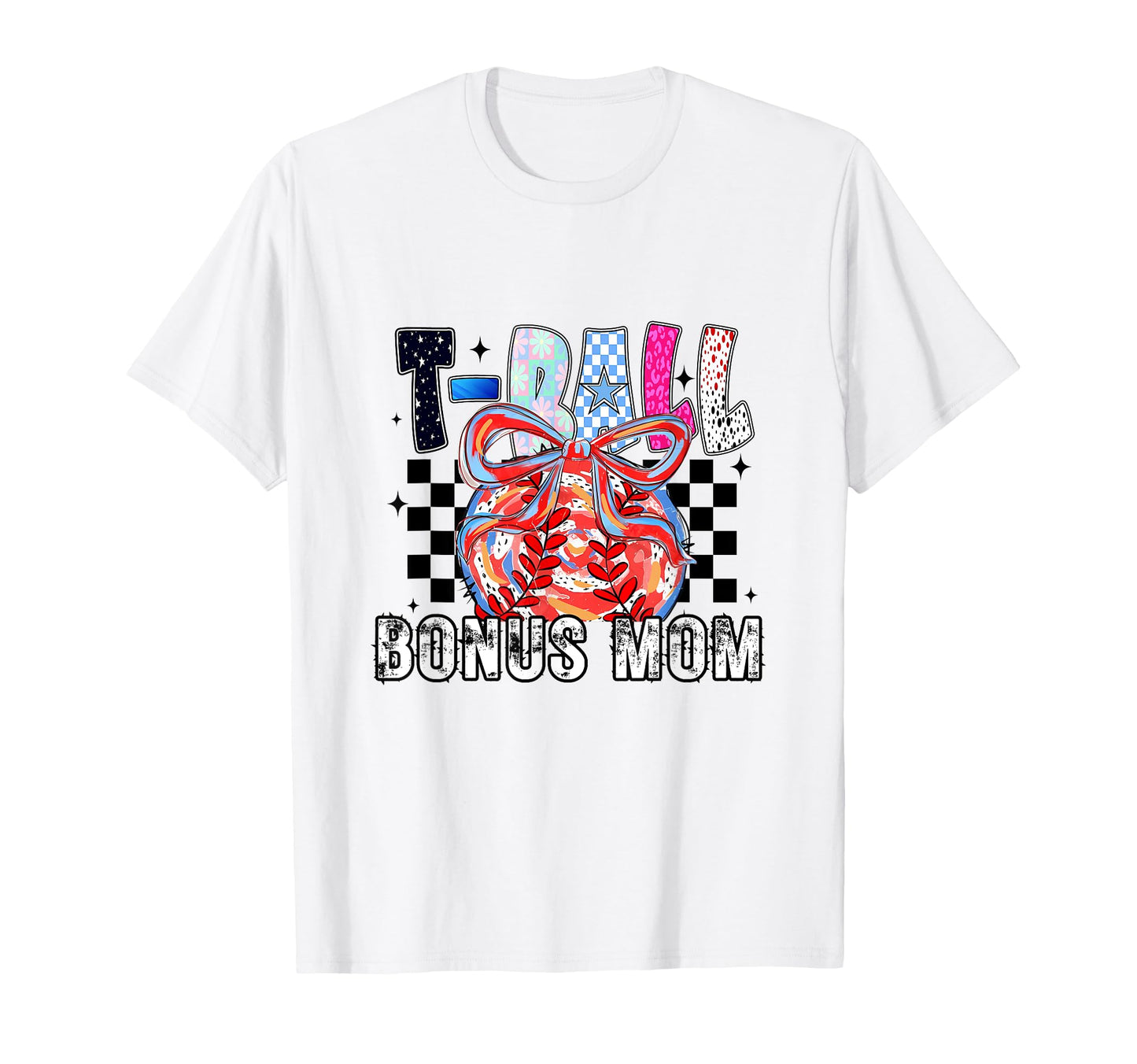 T Ball Baseball Checkered Bonus T-Shirt - Casual Everyday Wear for Adults - T-Shirt, Sweatshirt, Hoodie