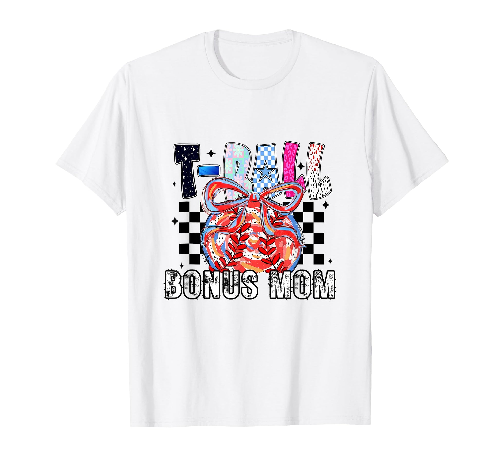 T Ball Baseball Checkered Bonus T-Shirt - Casual Everyday Wear for Adults - T-Shirt, Sweatshirt, Hoodie