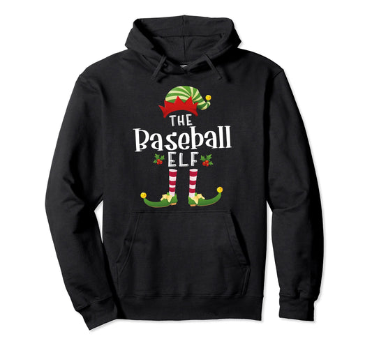 Baseball Elf Matching Pajama X Mas Party Hoodie - Graphic Print Men Women - T-Shirt, Sweatshirt, Hoodie