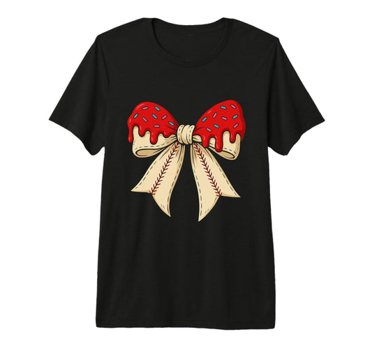 Baseball Bow Ice Cream Dripping T-Shirt - Fun Novelty Design for Adults - T-Shirt, Sweatshirt, Hoodie