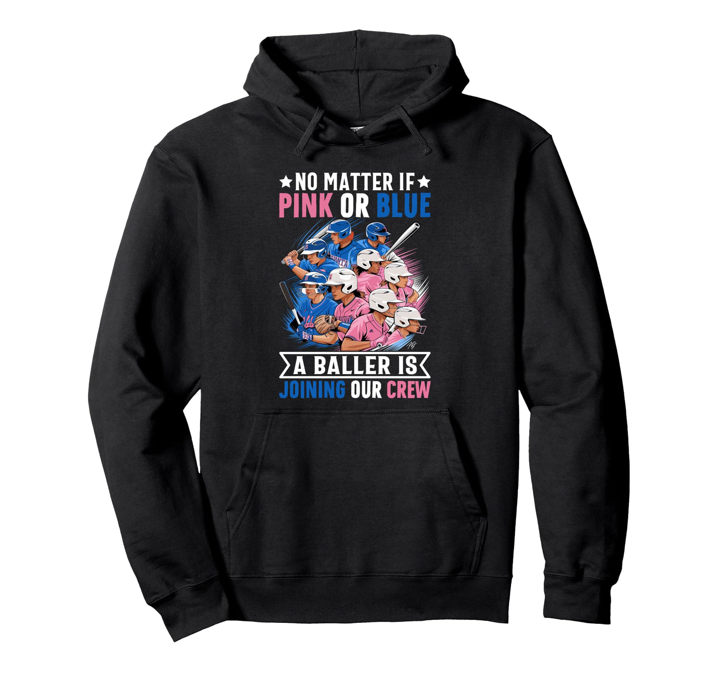Gender Reveal Party Baseball Player Hoodie - Casual Everyday Wear Unisex - T-Shirt, Sweatshirt, Hoodie