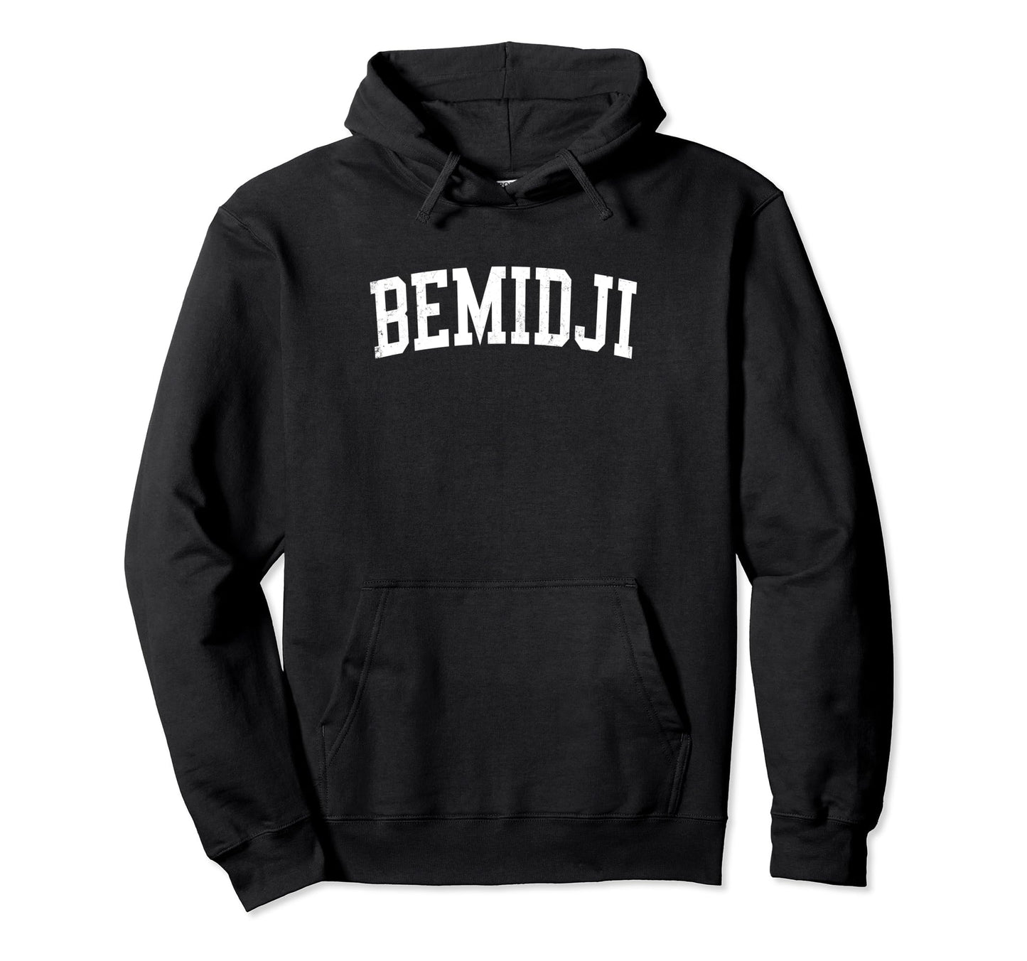 Bemidji Mn Distressed White Varsity Hoodie - Graphic Print for Adults - T-Shirt, Sweatshirt, Hoodie
