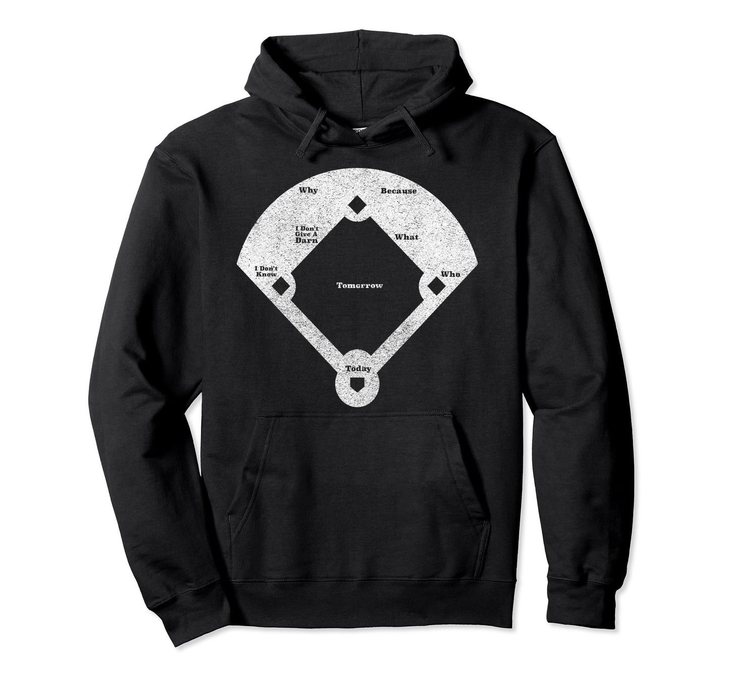Funny Baseball Whos First Distressed Hoodie - Aesthetic Graphic Men Women - T-Shirt, Sweatshirt, Hoodie