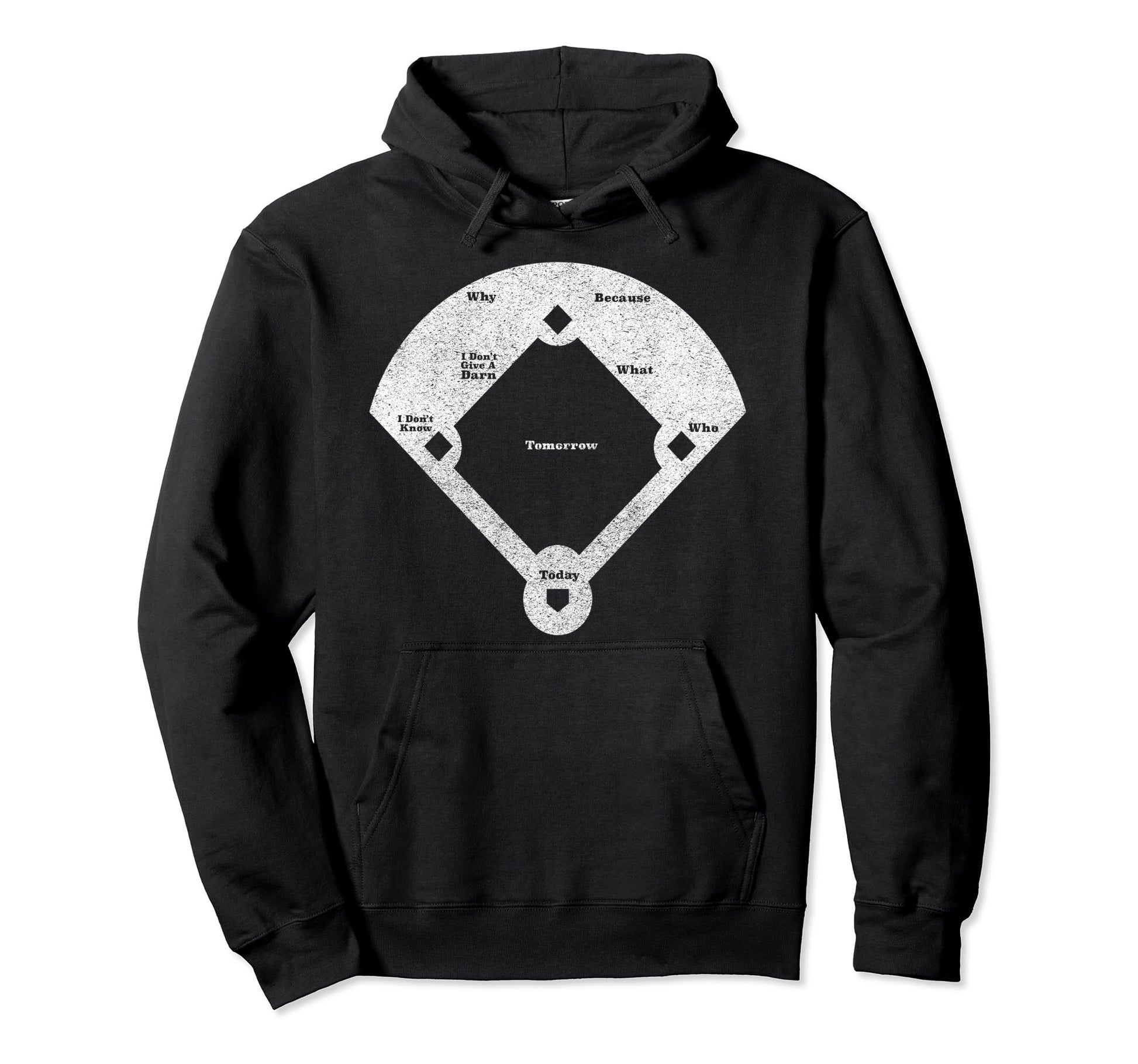 Funny Baseball Whos First Distressed Hoodie - Aesthetic Graphic Men Women - T-Shirt, Sweatshirt, Hoodie