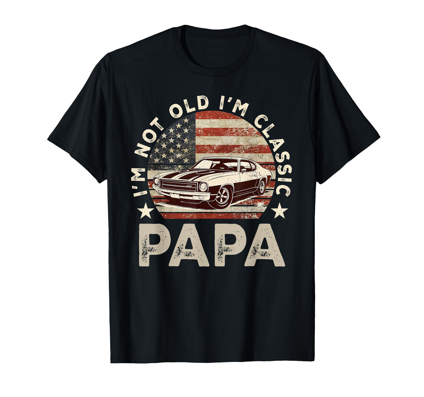 Funny Old Car American Us Flag Mens T-Shirt - Novelty Apparel Men Women - T-Shirt, Sweatshirt, Hoodie