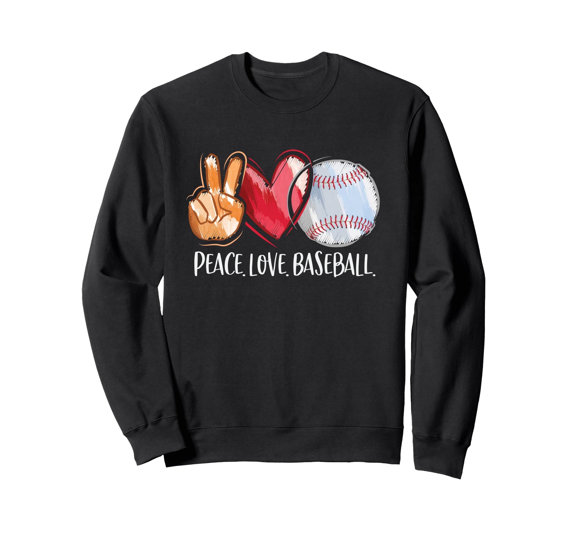 Peace Love Baseball Player Sweatshirt - Minimalist Print Men Women - T-Shirt, Sweatshirt, Hoodie
