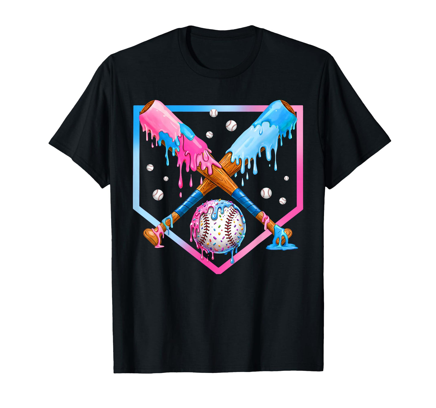 Baseball Dripping Ice Cream Funny T-Shirt - Fun Novelty Design Unisex - T-Shirt, Sweatshirt, Hoodie
