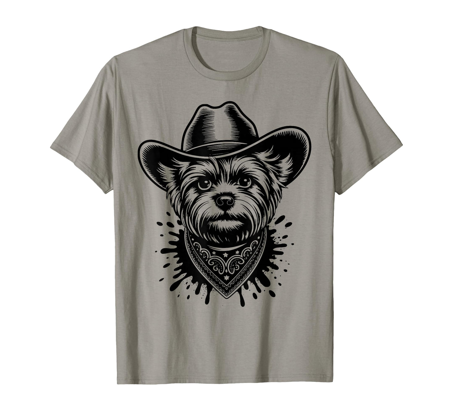 Funny Cowboy Yorkshire Terrier T-Shirt - Custom Art Print Men Women - T-Shirt, Sweatshirt, Hoodie