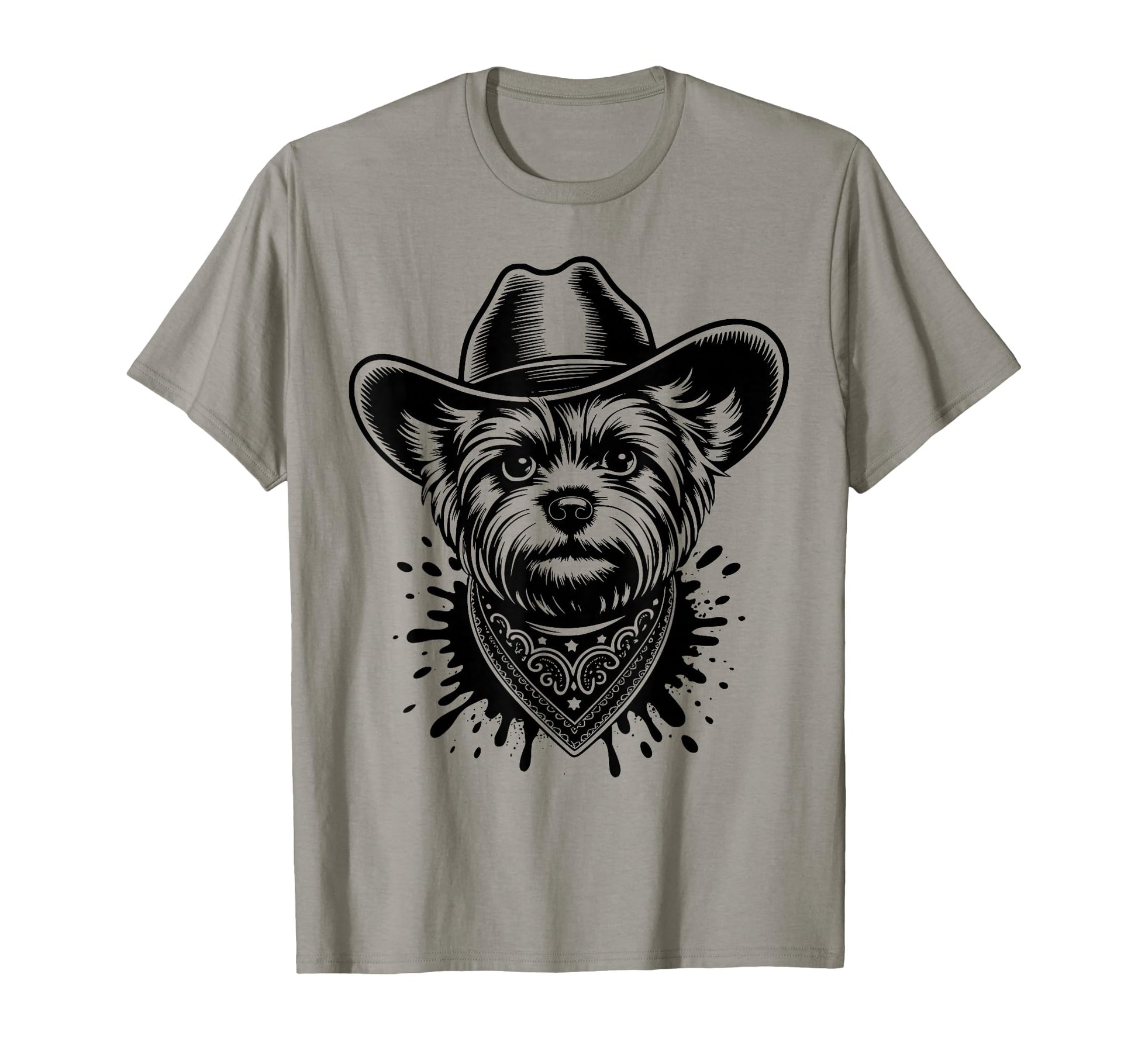 Funny Cowboy Yorkshire Terrier T-Shirt - Custom Art Print Men Women - T-Shirt, Sweatshirt, Hoodie
