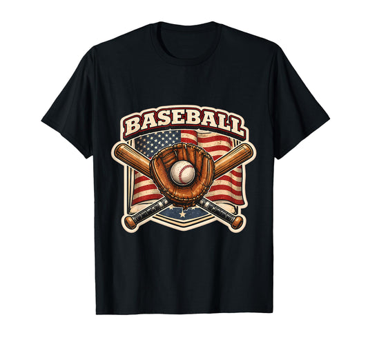 Baseball American Flag Ball Bats And T-Shirt - Graphic Print for Adults - T-Shirt, Sweatshirt, Hoodie