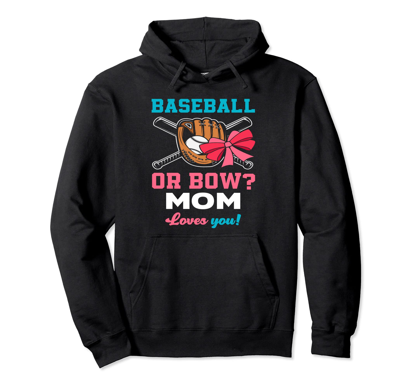 Baseball Or Bows Mom Announcement Hoodie - Minimalist Print for Adults - T-Shirt, Sweatshirt, Hoodie