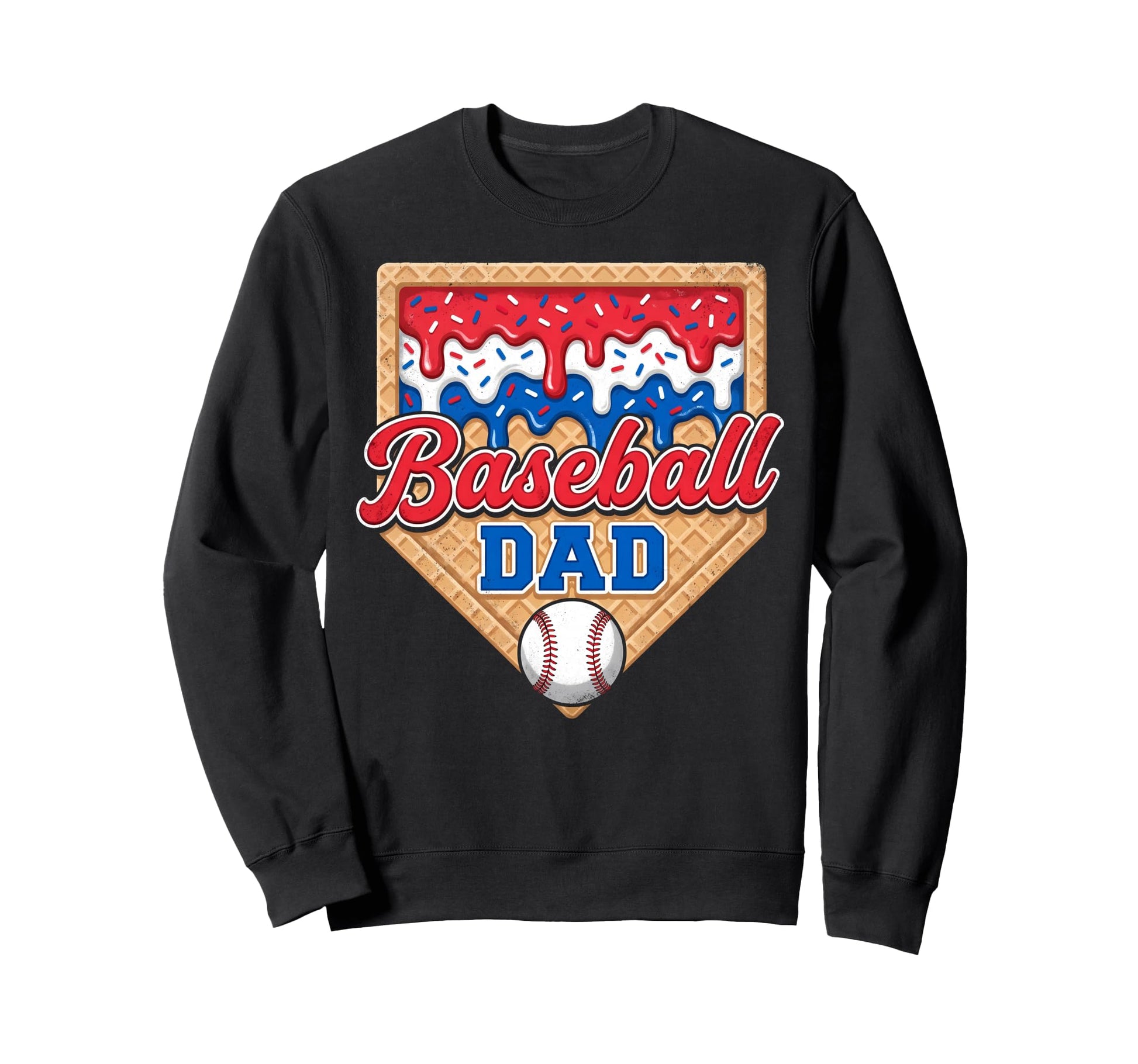 Ice Cream Drip Home Plate Baseball Dad Sweatshirt - Graphic Print Unisex - T-Shirt, Sweatshirt, Hoodie