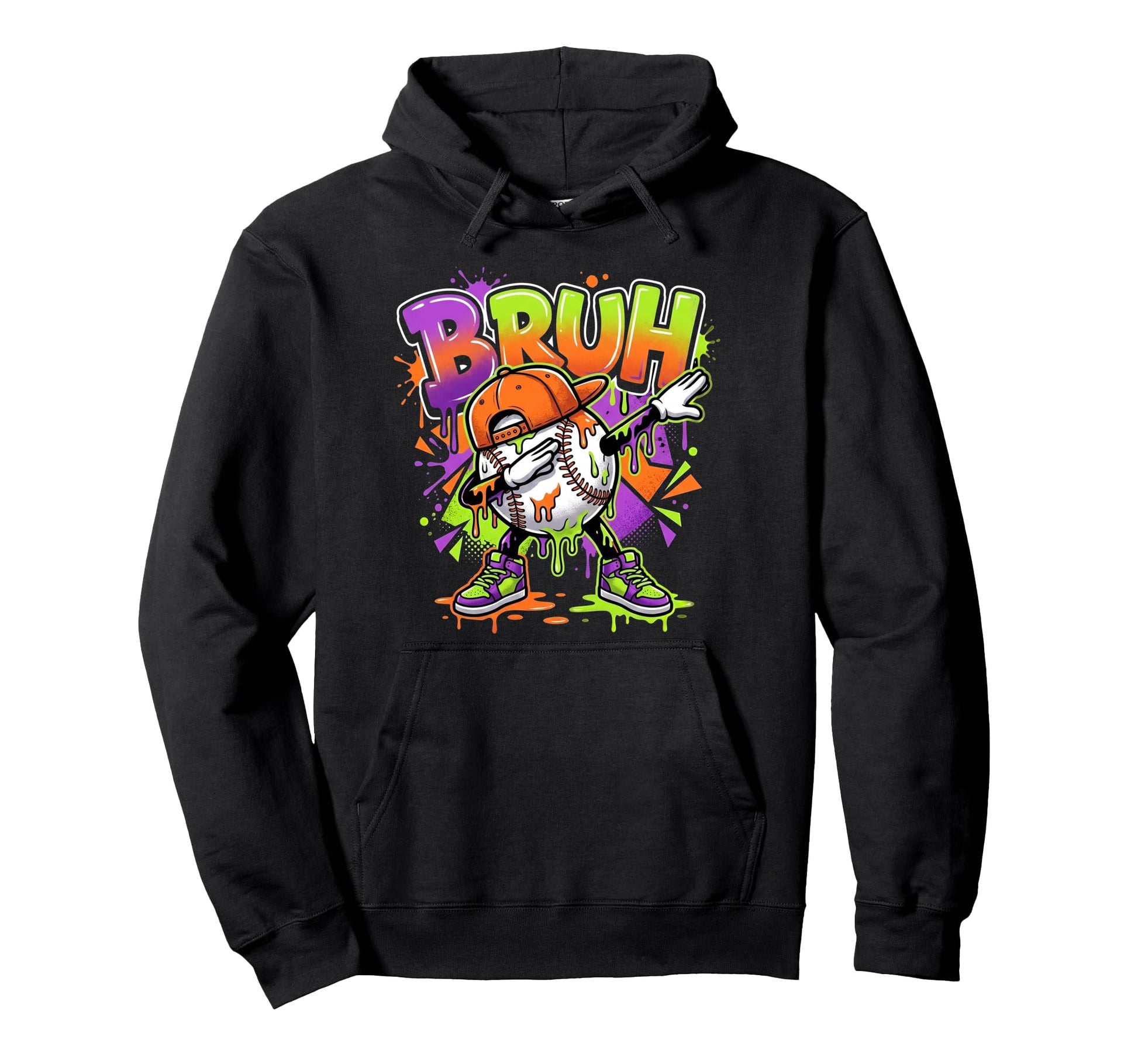 Baseball Drip Ice Cream Bruh Baseball Dab Hoodie - Graphic Print Men Women - T-Shirt, Sweatshirt, Hoodie