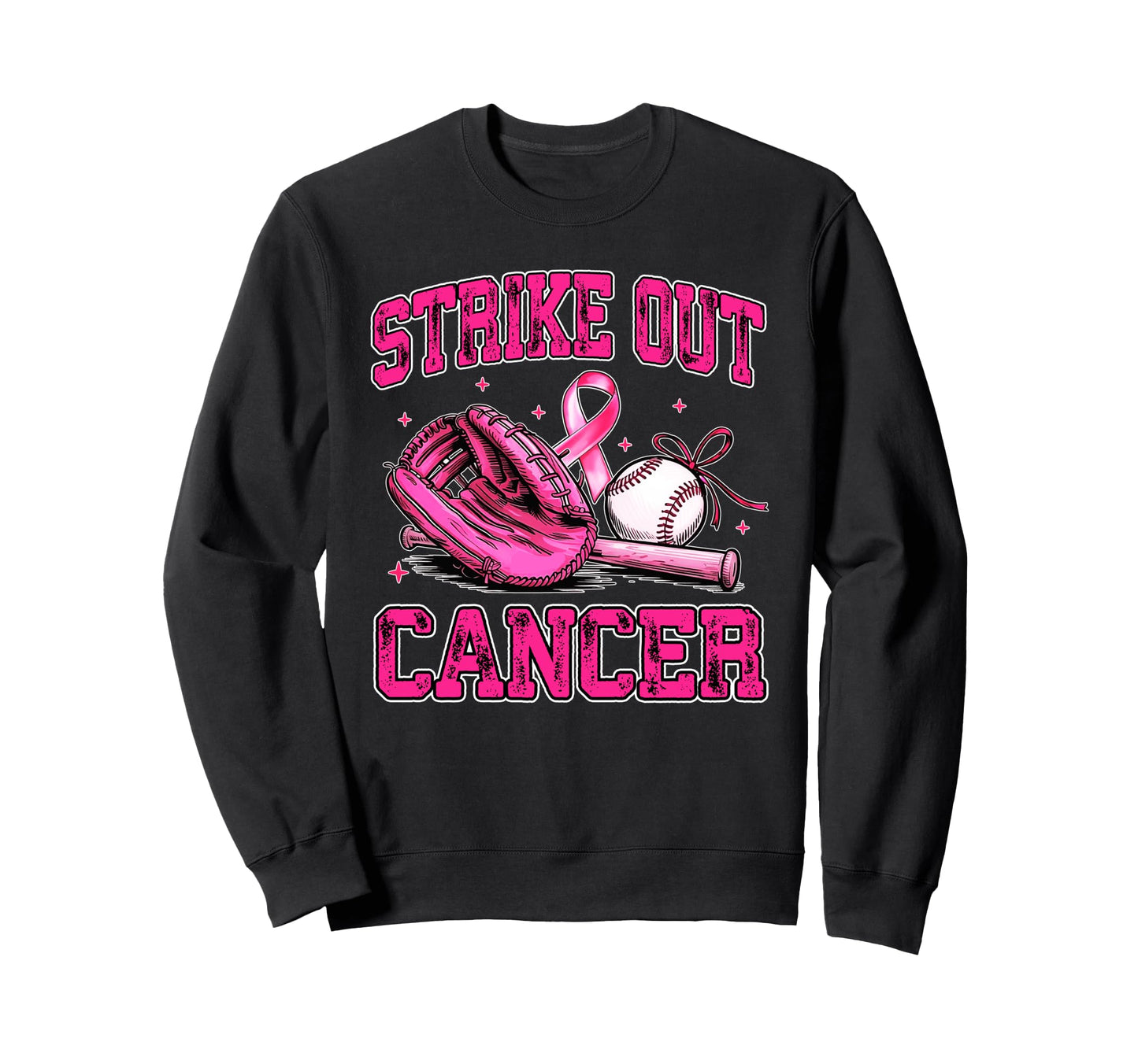Strike Out Breast Cancer Baseball Sweatshirt - Streetwear Style Unisex - T-Shirt, Sweatshirt, Hoodie
