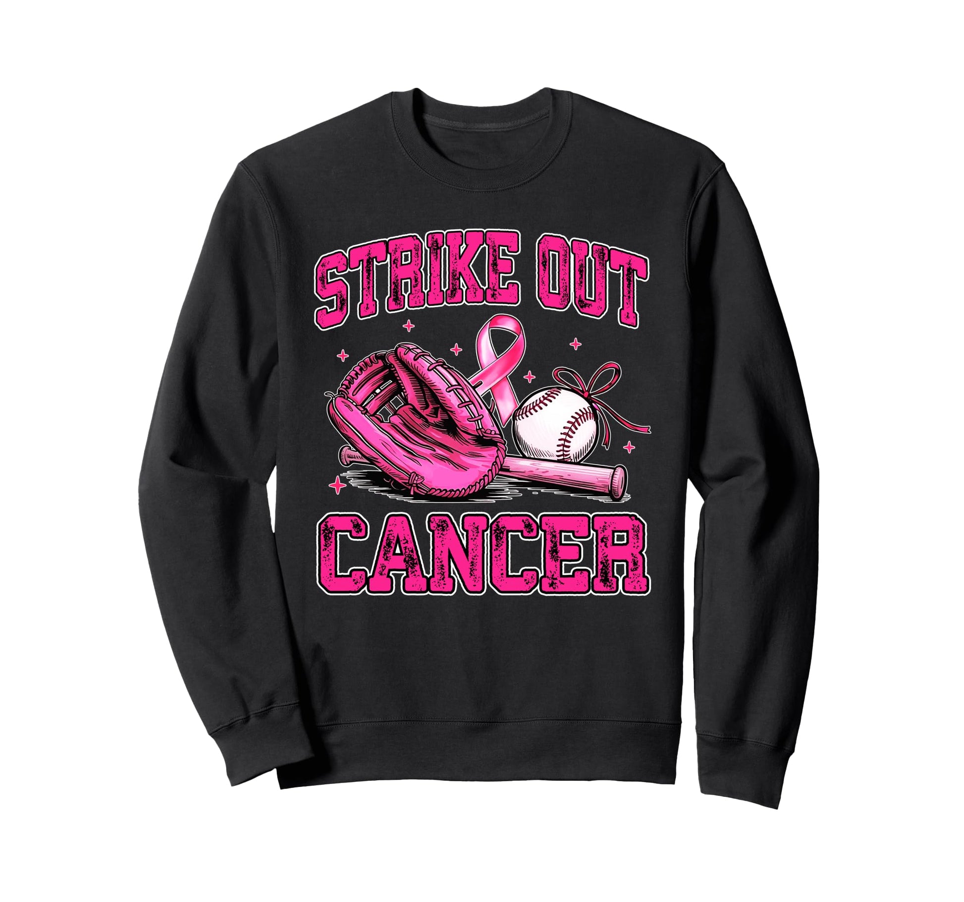Strike Out Breast Cancer Baseball Sweatshirt - Streetwear Style Unisex - T-Shirt, Sweatshirt, Hoodie
