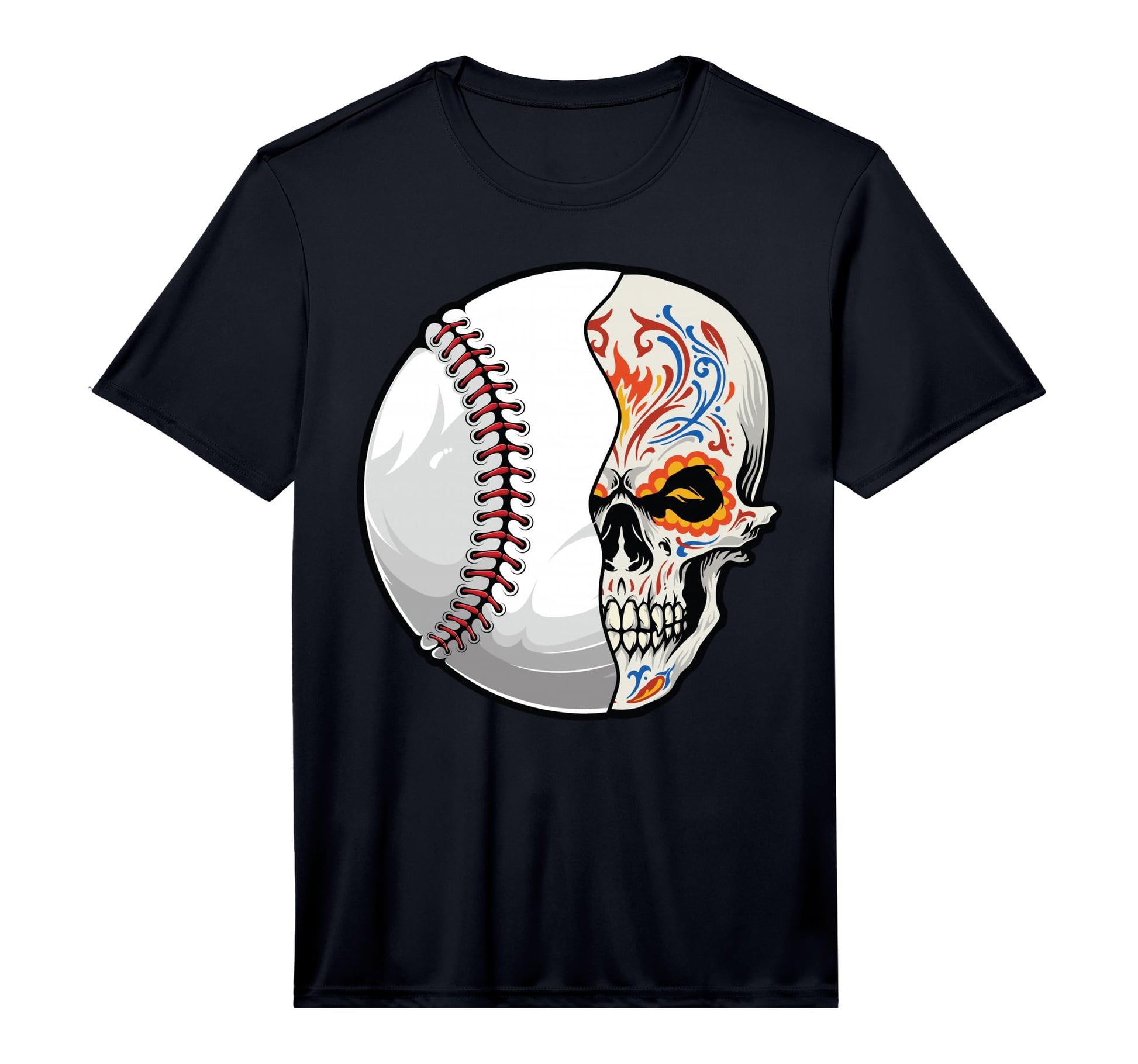 Baseball Sugar Skull Dia De Los T-Shirt - Minimalist Print for Adults - T-Shirt, Sweatshirt, Hoodie