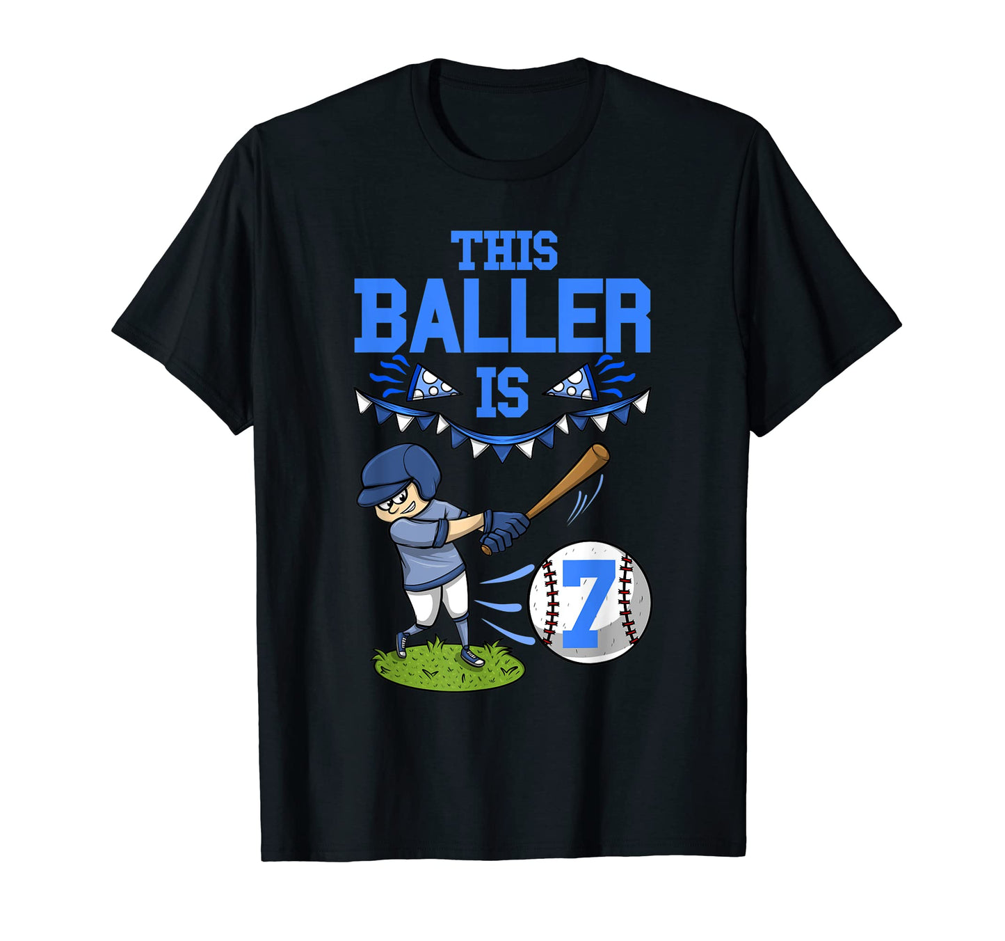 Baseball Player This Baller Is 7 T-Shirt - Minimalist Print for Adults - T-Shirt, Sweatshirt, Hoodie