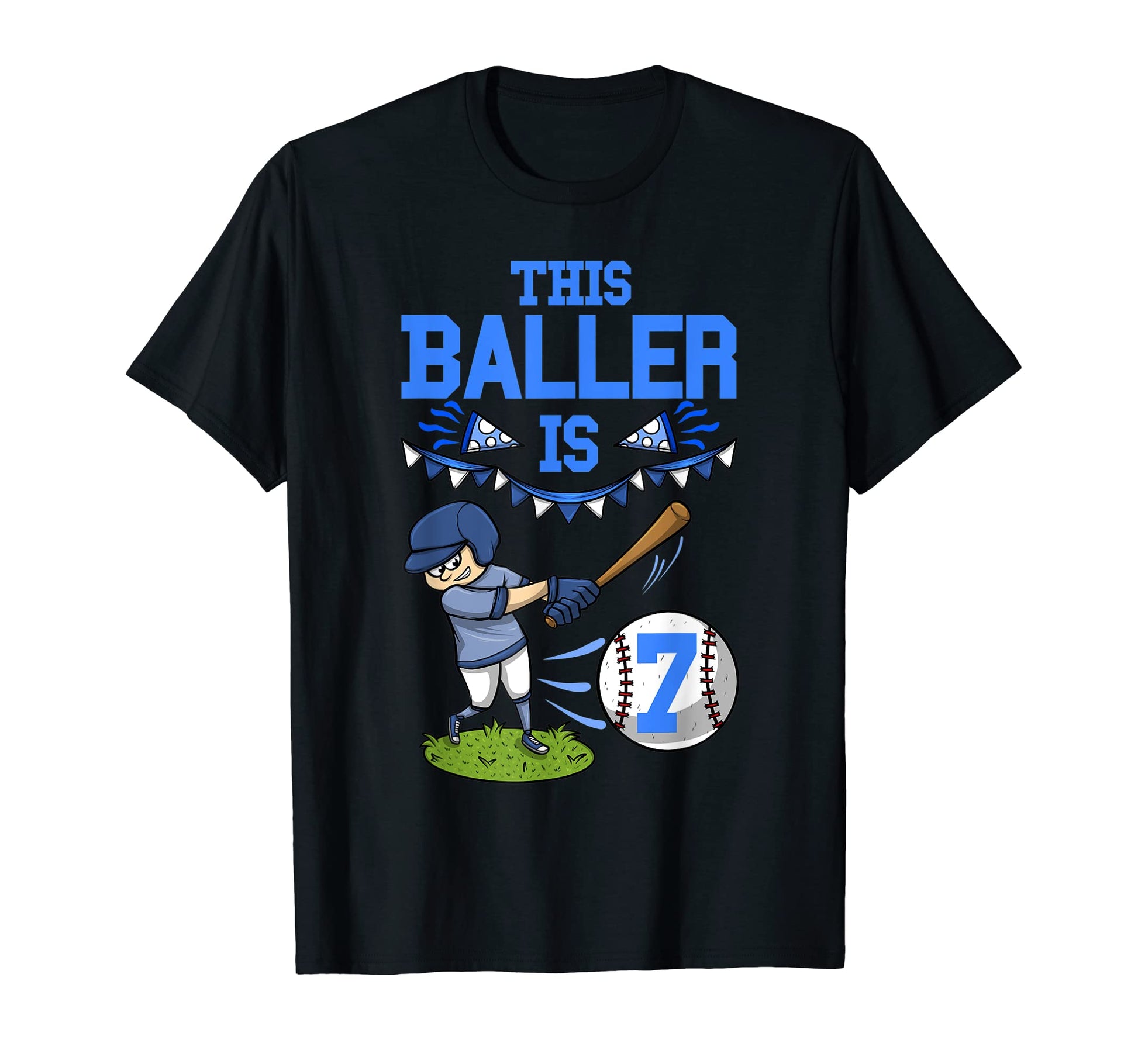 Baseball Player This Baller Is 7 T-Shirt - Minimalist Print for Adults - T-Shirt, Sweatshirt, Hoodie