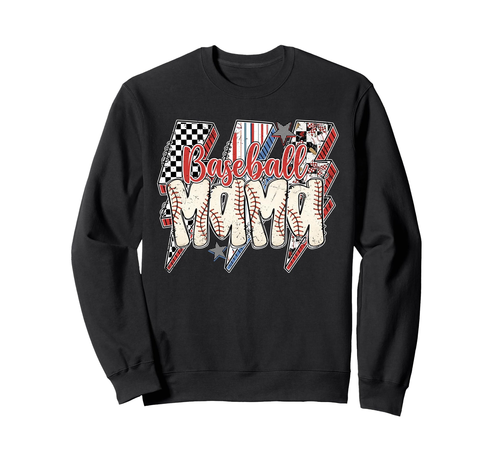 Rerto Baseball Mama Bow Sweatshirt - Casual Everyday Wear Men Women - T-Shirt, Sweatshirt, Hoodie