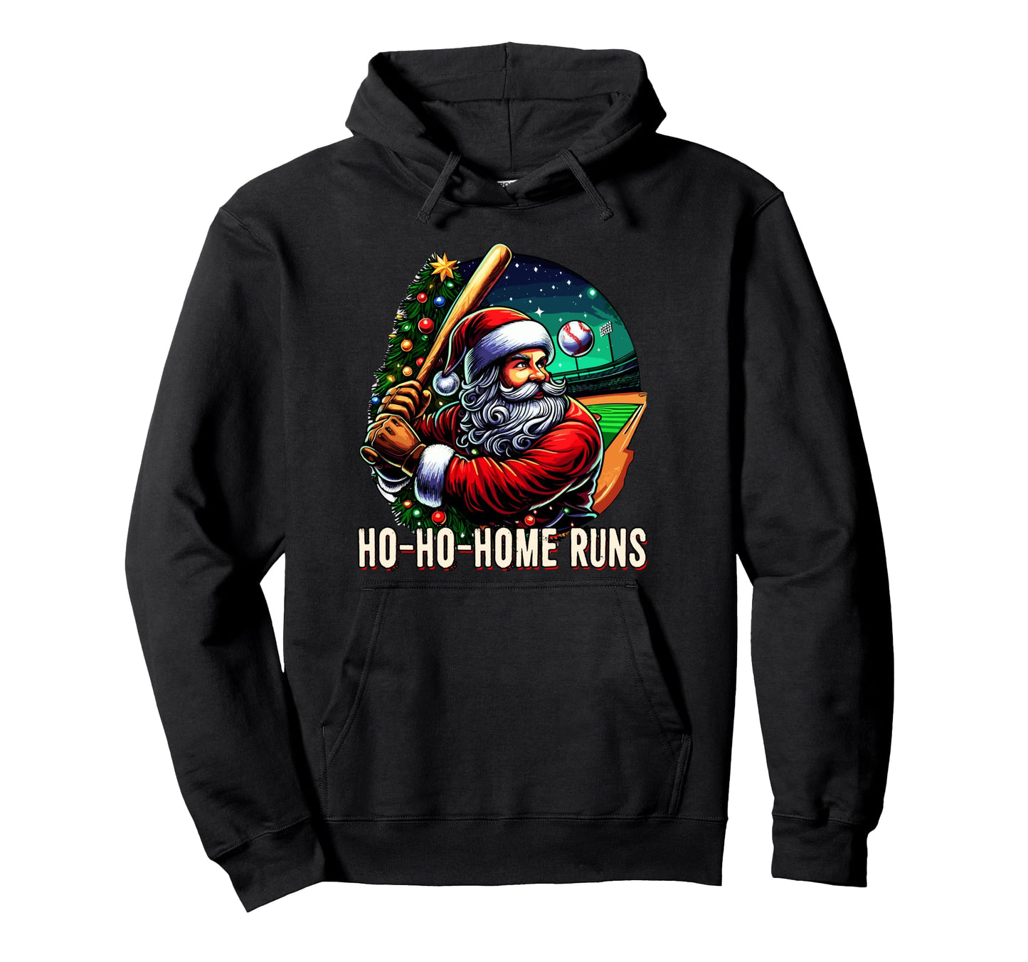Ho Ho Home Runs Funny Baseball Hoodie - Fun Novelty Design for Adults - T-Shirt, Sweatshirt, Hoodie