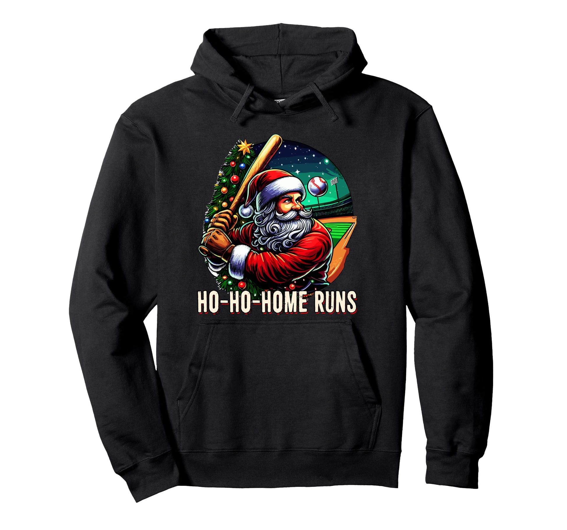 Ho Ho Home Runs Funny Baseball Hoodie - Fun Novelty Design for Adults - T-Shirt, Sweatshirt, Hoodie
