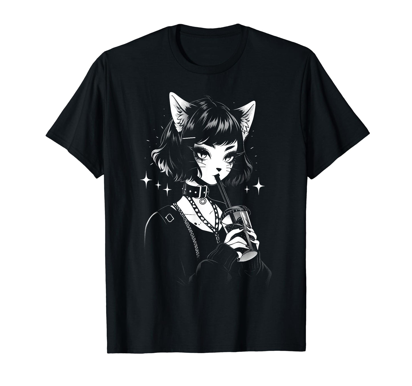 Cat Anime Manga Goth Alternative Y2K T-Shirt - Novelty Apparel for Adults - T-Shirt, Sweatshirt, Hoodie