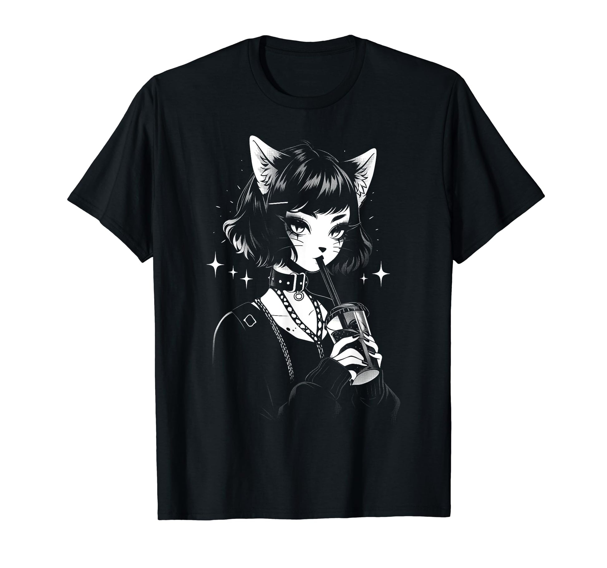 Cat Anime Manga Goth Alternative Y2K T-Shirt - Novelty Apparel for Adults - T-Shirt, Sweatshirt, Hoodie