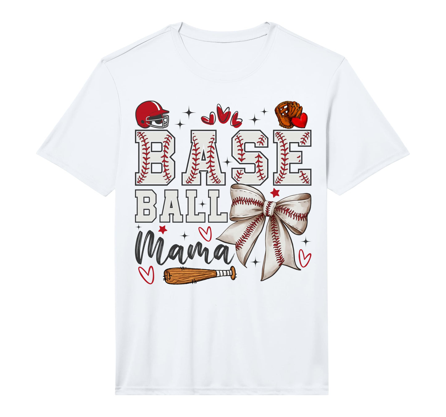 Mens Baseball Mama Coquette Bow Game T-Shirt - Custom Art Print Men Women - T-Shirt, Sweatshirt, Hoodie