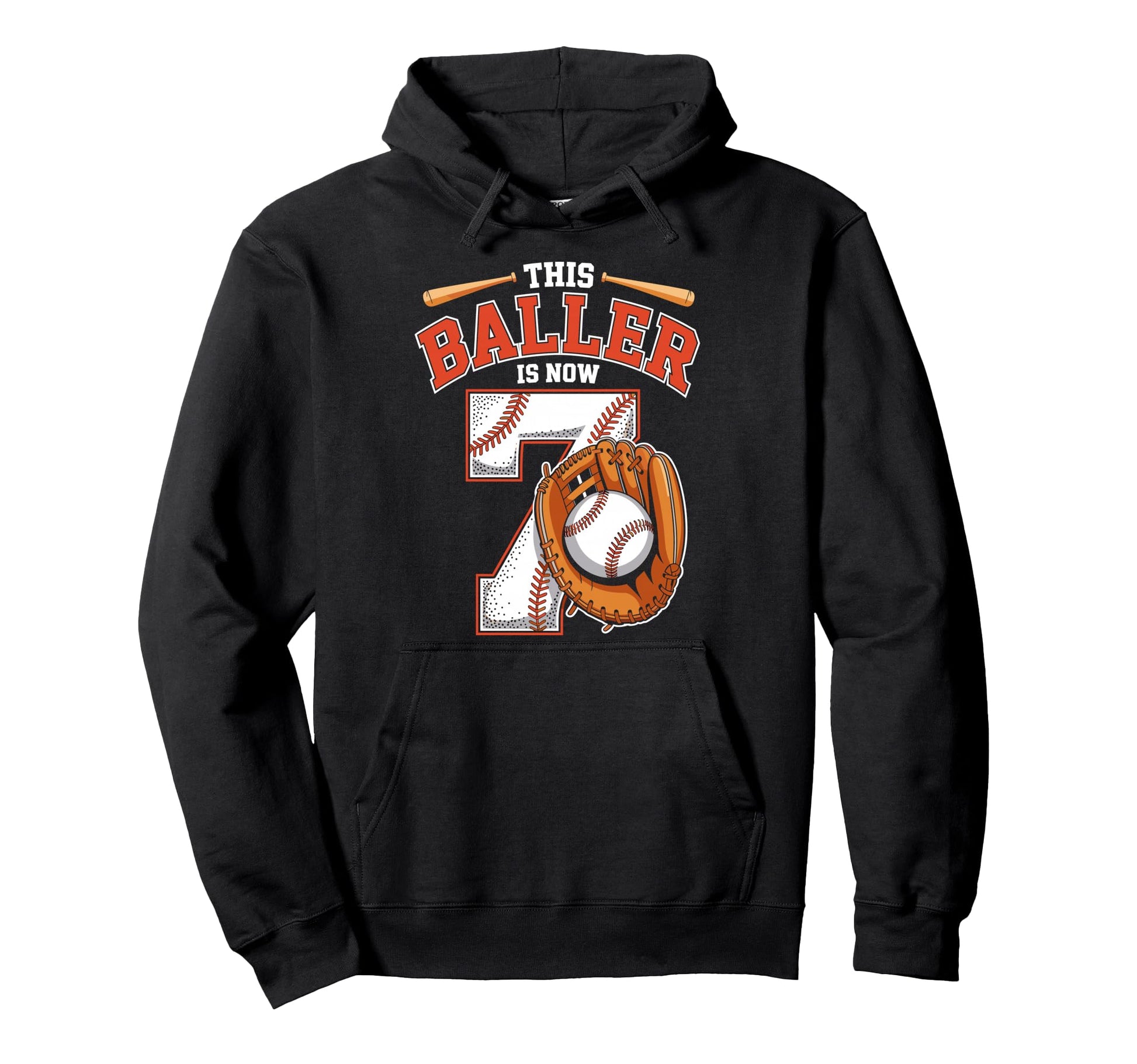 This Baller Is Now 7 Year Baseball Hoodie - Novelty Apparel for Adults - T-Shirt, Sweatshirt, Hoodie