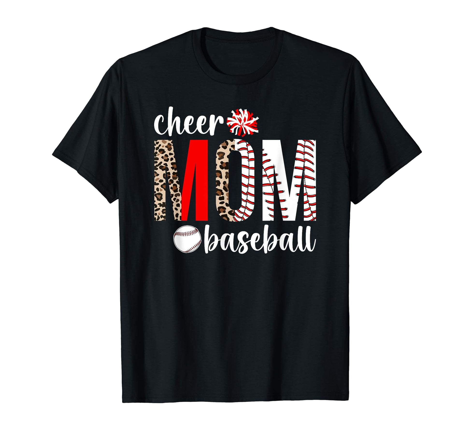 Cheer And Baseball Mom Leopard T-Shirt - Casual Everyday Wear Men Women - T-Shirt, Sweatshirt, Hoodie