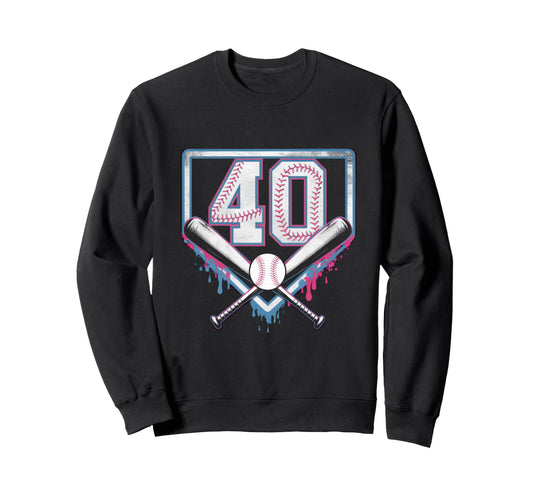 40Th Birthday Baseball Home Ice Sweatshirt - Minimalist Print Men Women - T-Shirt, Sweatshirt, Hoodie