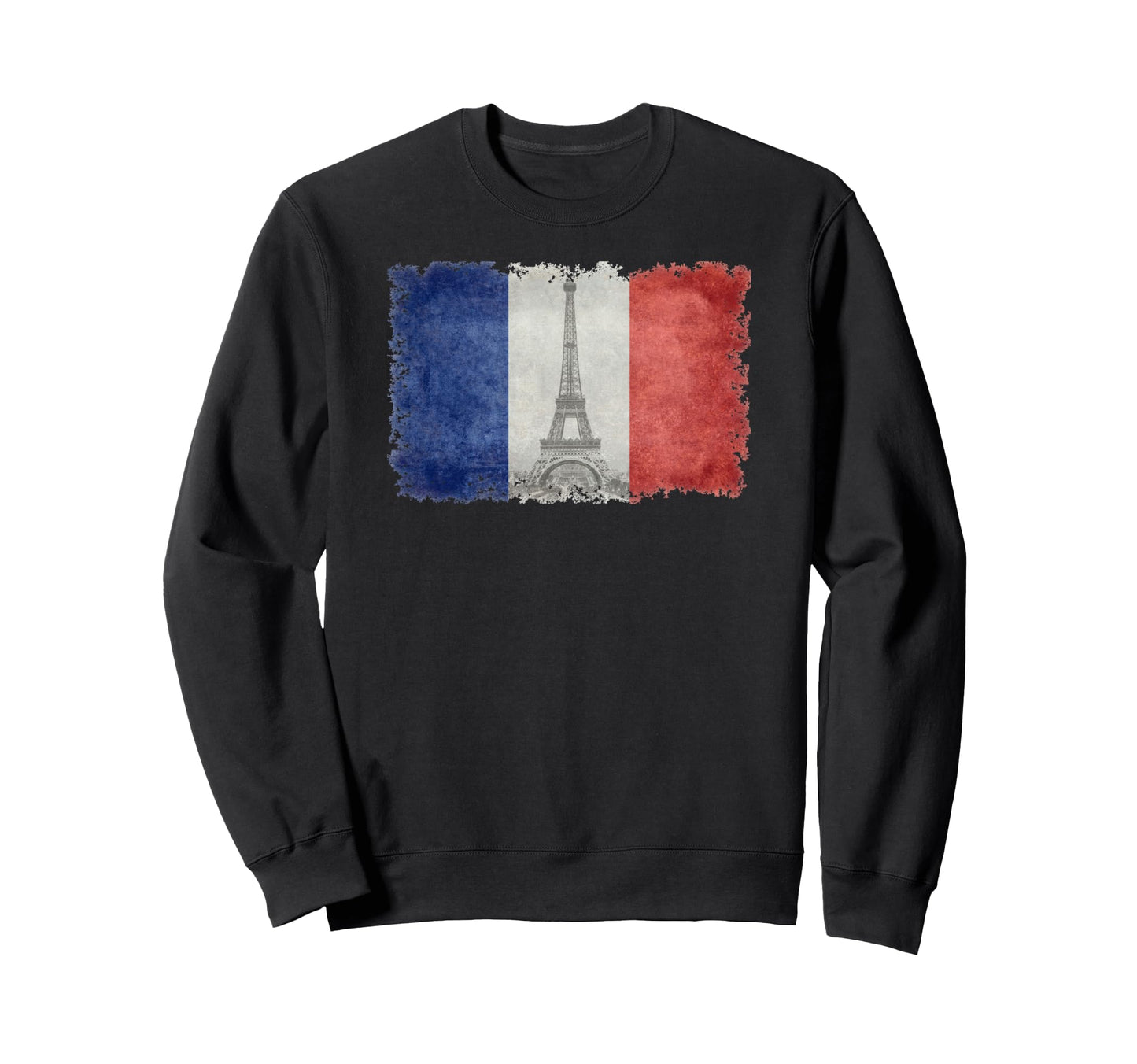 French Flag Postcard Eiffel Sweatshirt - Fun Novelty Design for Adults - T-Shirt, Sweatshirt, Hoodie