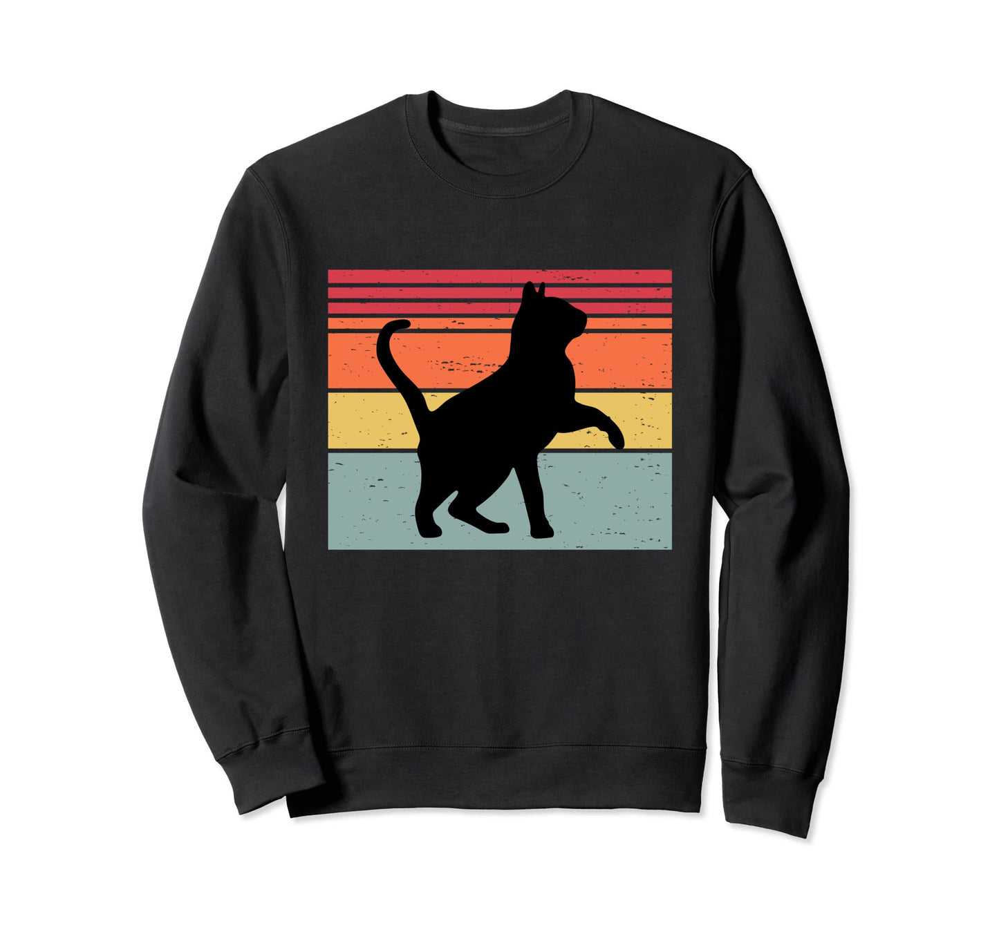 Cat Silhouette Sunset Stripe Sweatshirt - Casual Everyday Wear Men Women - T-Shirt, Sweatshirt, Hoodie