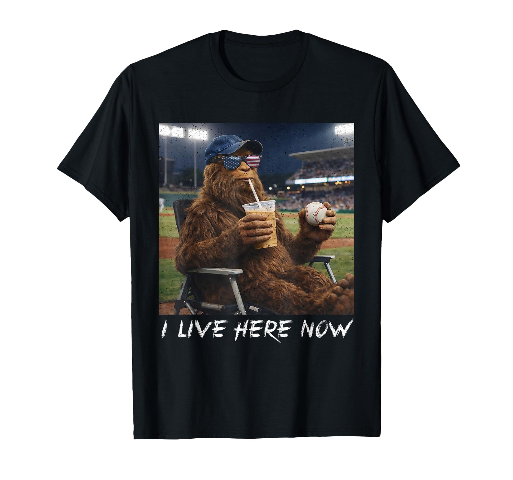 Funny Bigfoot I Live Here Now T-Shirt - Fun Novelty Design Unisex - T-Shirt, Sweatshirt, Hoodie